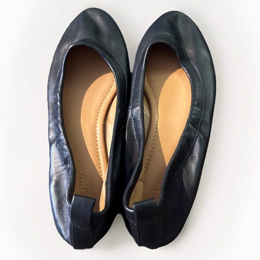 J. Crew Lizzie Leather Ballet Flats Black Women’s Size 8.5 - Picture 7 of 10